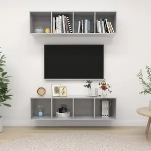 vidaXL Meubles TV muraux 2 pcs Gris béton Bois d'ingénierie pas cher
