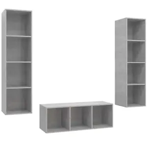 vidaXL Ensemble de meuble TV 3 pcs Gris béton Bois d'ingénierie pas cher