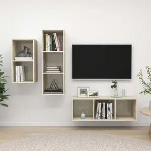 vidaXL Ensemble de meubles TV 3 pcs Chêne sonoma Bois d'ingénierie pas cher