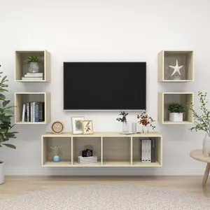 vidaXL Ensemble de meuble TV 5 pcs Chêne sonoma Aggloméré pas cher