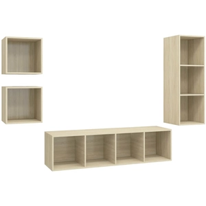 Ensemble de meuble tv 4 pcs Chêne sonoma Aggloméré Vidaxl Chêne sonoma pas cher