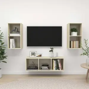 vidaXL Ensemble de meubles TV 3 pcs Chêne sonoma Bois d'ingénierie pas cher