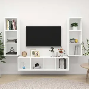 vidaXL Ensemble de meuble TV 3 pcs Blanc Bois d'ingénierie pas cher