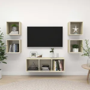 vidaXL Ensemble de meuble TV 5 pcs Chêne sonoma Aggloméré pas cher