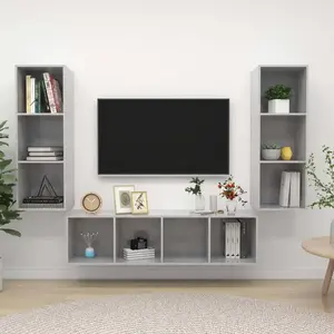 vidaXL Ensemble de meuble TV 3 pcs Gris béton Bois d'ingénierie pas cher