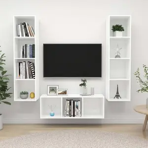 vidaXL Ensemble de meuble TV 3 pcs Blanc Bois d'ingénierie pas cher