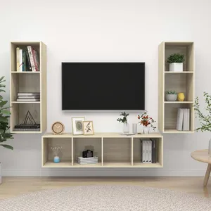 vidaXL Ensemble de meuble TV 3 pcs Chêne sonoma Aggloméré pas cher