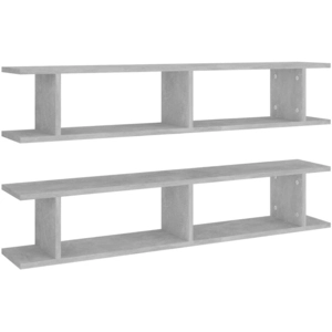 vidaXL Étagères murales 2 pcs Gris béton 105x18x20cm bois d'ingénierie pas cher