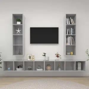 vidaXL Meubles TV muraux 4 pcs Gris béton Bois d'ingénierie pas cher