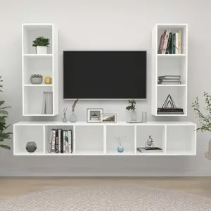 vidaXL Meubles TV muraux 4 pcs Blanc Bois d'ingénierie pas cher