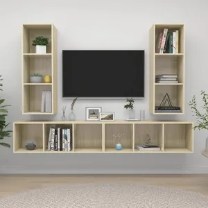 vidaXL Meubles TV muraux 4 pcs Chêne sonoma Aggloméré pas cher