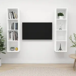 vidaXL Meubles TV muraux 2 pcs Blanc Bois d'ingénierie pas cher