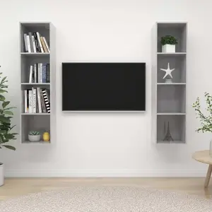 vidaXL Meubles TV muraux 2 pcs Gris béton Bois d'ingénierie pas cher