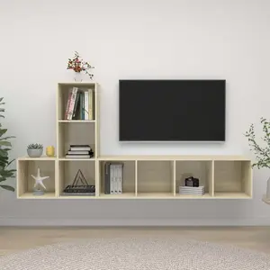 vidaXL Ensemble de meuble TV 3 pcs Chêne sonoma Bois d'ingénierie pas cher