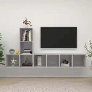 vidaXL Ensemble de meuble TV 3 pcs Gris béton Bois d'ingénierie pas cher