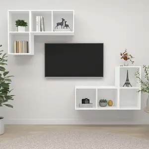 vidaXL Meubles TV muraux 4 pcs Blanc Bois d'ingénierie pas cher