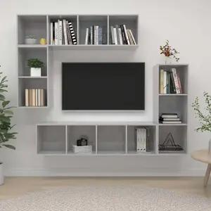 Comparateur de prix : vidaXL Ensemble de meubles TV 4 pcs Gris béton Bois d'ingénierie