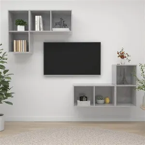 vidaXL Meubles TV muraux 4 pcs Gris béton Aggloméré pas cher