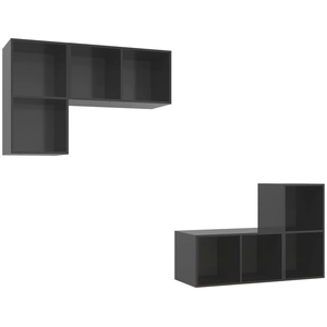 Meubles tv muraux 4 pcs Gris brillant Aggloméré Vidaxl High gloss grey pas cher