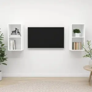 vidaXL Meubles TV muraux 2 pcs Blanc Bois d'ingénierie pas cher