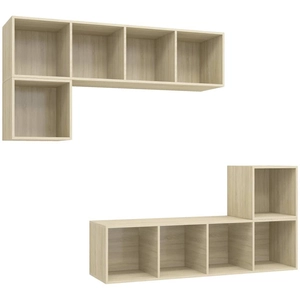 Ensemble de meuble tv 4 pcs Chêne sonoma Aggloméré Vidaxl Chêne sonoma pas cher