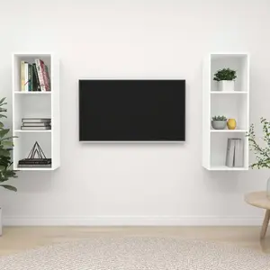 vidaXL Meubles TV muraux 2 pcs Blanc Bois d'ingénierie pas cher