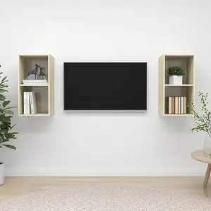 vidaXL Meubles TV muraux 2 pcs Chêne sonoma Bois d'ingénierie pas cher