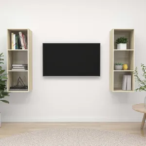 vidaXL Meubles TV muraux 2 pcs Chêne sonoma Aggloméré pas cher