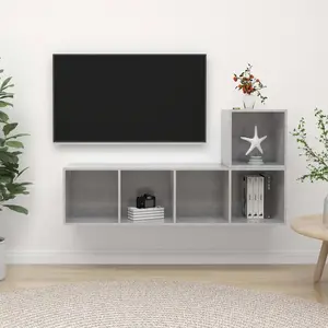 vidaXL Ensemble de meuble TV 2 pcs Gris béton Bois d'ingénierie pas cher