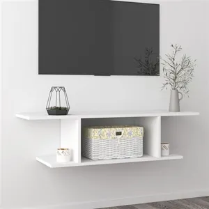 vidaXL Meuble TV mural Blanc 103x30x26,5 cm pas cher