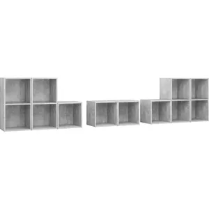 vidaXL Ensemble de meubles TV 8 pcs Gris béton Aggloméré pas cher