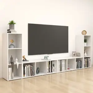 vidaXL Meubles TV 4 pcs Blanc 107x35x37 cm Bois d'ingénierie pas cher