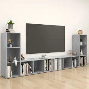 Comparateur de prix : vidaXL Vidaxl Meubles Tv 4 Pcs Gris Béton 107x35x37 Cm Aggloméré