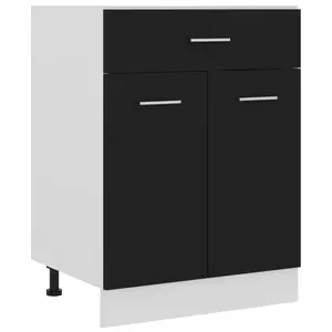vidaXL Armoire de plancher à tiroir Noir 60x46x81,5 cm Aggloméré pas cher
