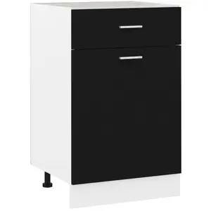 vidaXL Armoire de plancher à tiroir Noir 50x46x81,5 cm Aggloméré pas cher