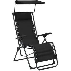 vidaXL Chaise pliable de terrasse Textilène Noir pas cher