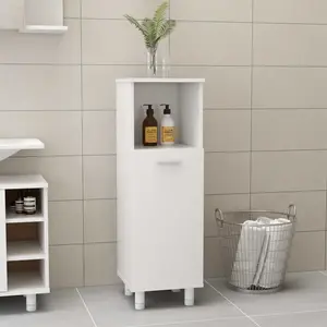 vidaXL Vidaxl Armoire De Salle De Bain Blanc Brillant Bois D'ingénierie pas cher