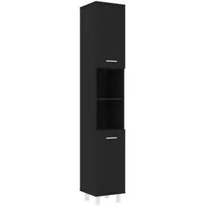 vidaXL Armoire de salle de bain Noir 30x30x179 cm Bois d'ingénierie pas cher
