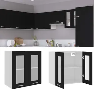 Comparateur de prix : vidaXL Armoire en verre suspendue Noir 60x31x60 cm Aggloméré
