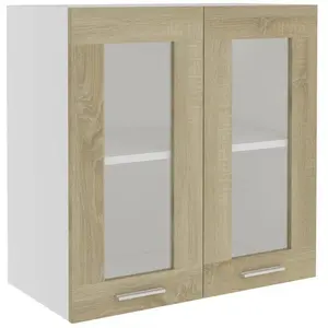Comparateur de prix : vidaXL Armoire en verre suspendue Chêne sonoma Bois d'ingénierie 802524