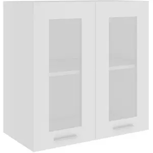 Comparateur de prix : vidaXL Armoire en verre suspendue Blanc 60x31x60 cm Bois ingénierie
