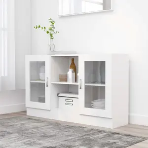 vidaXL Armoire à vitrine Blanc 120x30,5x70 cm Aggloméré pas cher