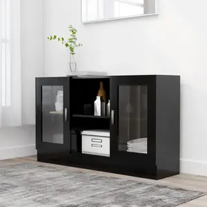 vidaXL Armoire à vitrine Noir 120x30,5x70 cm Aggloméré pas cher