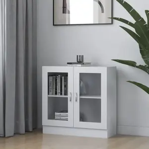 Comparateur de prix : vidaXL Armoire à vitrine Blanc 82,5x30,5x80 cm Aggloméré