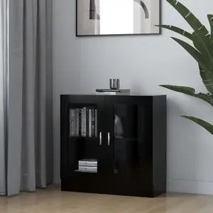 Comparateur de prix : vidaXL Armoire à vitrine Noir 82,5x30,5x80 cm Aggloméré