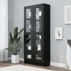 Comparateur de prix : vidaXL Armoire à vitrine Noir 82,5x30,5x185,5 cm Bois d’ingénierie 802769