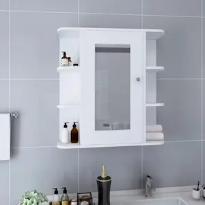 vidaXL Armoire à miroir de salle de bain Blanc 66x17x63 cm MDF pas cher