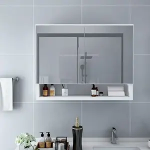 Comparateur de prix : vidaXL Armoire à miroir de salle de bain LED Blanc 80x15x60 cm MDF