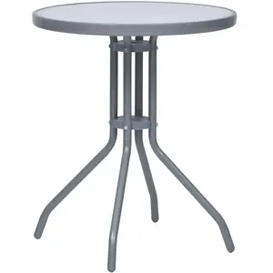 vidaXL Table de jardin Gris clair 60 cm Acier et verre pas cher