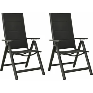vidaXL Chaises pliables de jardin 2 pcs Textilène et aluminium Noir pas cher